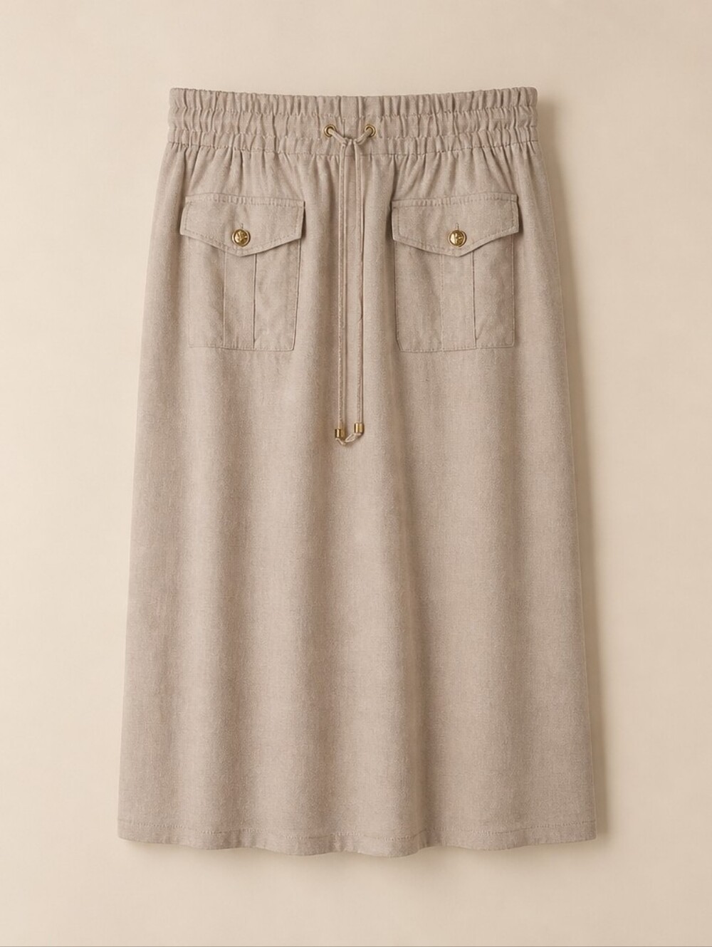 Michael Kors Tan Utility Midi Skirt with Cargo Pockets